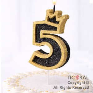 VELA NUMERO CORPOREO CON GIBRE ORO N.5 x 1